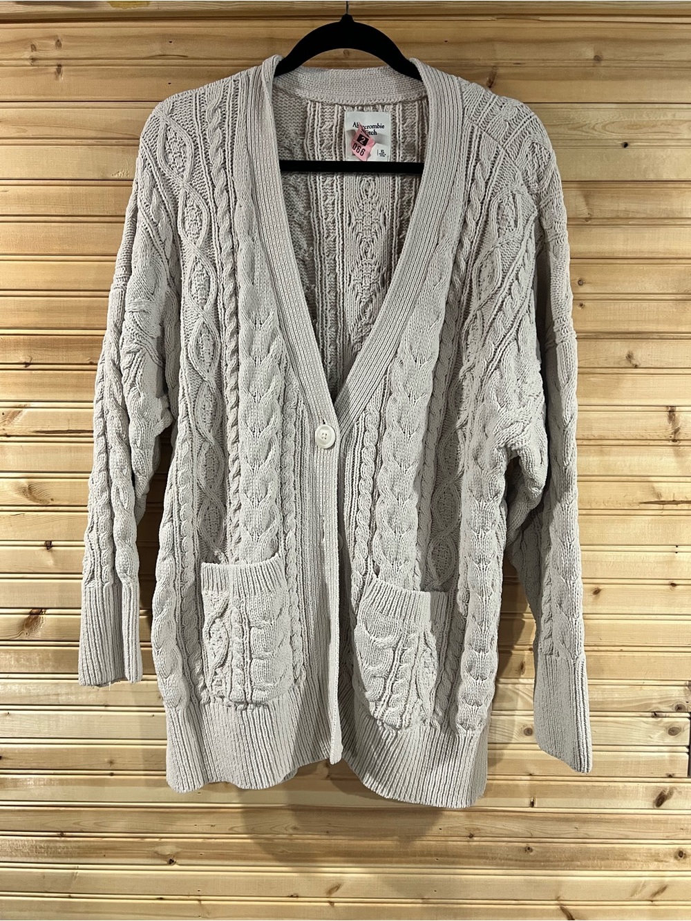 Abercrombie & Fitch Light Cream Cable Knit Cardigan